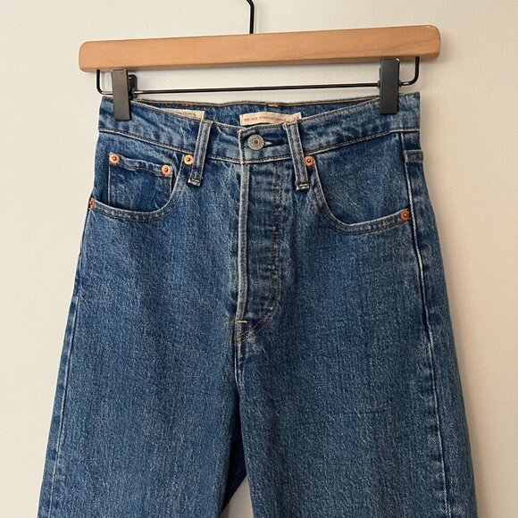 Levi's Premium Ribcage Straight Ankle Jeans Medium Wash Women's Size 24 - Picture 3 of 11
